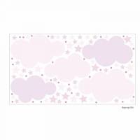 139 Wandtattoo Wolken, Sterne und Punkte Set rosa pink - 87 Stück - in 6 vers. Größen - süße Baby Kinderzimmer Wanddeko Aufkleber Sticker Bild 1