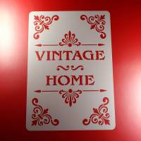 Schablone Vintage Home Schriftzug Ornament - BS01 Bild 1