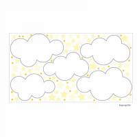 140 Wandtattoo Wolken, Sterne und Punkte Set gelb weiß - 87 Stück - in 6 vers. Größen - süße Baby Kinderzimmer Wanddeko Aufkleber Sticker Bild 1