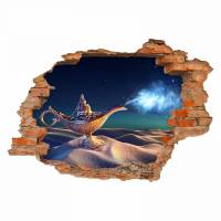 037 Wandtattoo - Loch in der Wand - Wunderlampe Dschinn Wüste Sand Orient in 6 Größen Kinderzimmer Wanddeko Sticker Aufkleber Bild 1