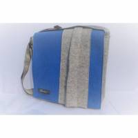 Filztasche, Tasche mit der Wechselklappe, Umhängetasche, wandelbar, aus Wollfilz, blau und grau, handgemacht von Dieda! kaufen Bild 1