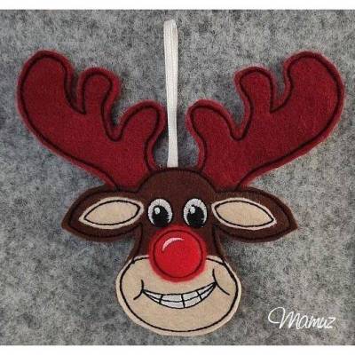 * ITH Anhänger, lachender Elch *  der besondere Christbaum- Schmuck, 13 x 18 cm 