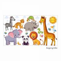 080 Wandtattoo Tiere Kinderzimmer Elefant Löwe Giraffe Bild 1