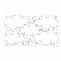 143 Wandtattoo Wolken, Sterne und Punkte Set grau weiß - 87 Stück - in 6 vers. Größen - süße Baby Kinderzimmer Wanddeko Aufkleber Sticker Bild 1