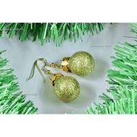 Ohrringe Weihnachtskugeln gold-glitzernd Ohrhänger Bild 1