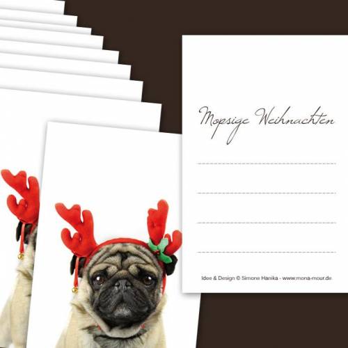 10 Geschenkanhänger „Mopsige Weihnachten“