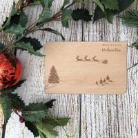Weihnachtskarte aus Echtholz mit Umschlag "Besinnliche Weihnachten"/ Winterlandschaft 1 Bild 1