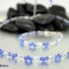 außergewöhnliche Kette in safirblau und transparent, elegant Halskette auch als Brautschmuck geeignet Bild 4