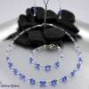 außergewöhnliche Kette in safirblau und transparent, elegant Halskette auch als Brautschmuck geeignet Bild 5