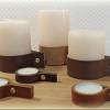 Kerzenhalter für Teelichter aus Fettleder in 9 Farben,  3 Stück inkl. Teelicht, minimalistisch industrial Bild 4