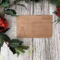 Weihnachtskarte aus Echtholz mit Umschlag "Besinnliche Weihnachten"/ Weihnachtsbaum 2 Bild 1
