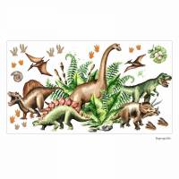168 Wandtattoo Dinosaurier - T-Rex, Triceratops, Stegosaurus - in 6 Größen - Junge Kinderzimmer grün Wandbild Wanddeko Bild 1