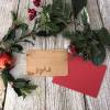 Weihnachtskarte aus Echtholz mit Umschlag "Frohe Weihnachten"/ Rentierschlitten Bild 2