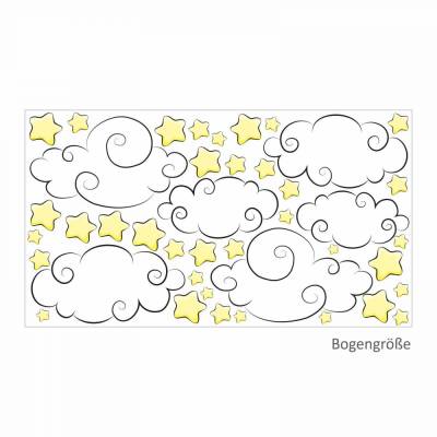 112 Wandtattoo Sterne & Wolken Aufkleber Sticker