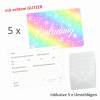 5 Einladungskarten Regenbogen bunt GLITZER inkl. 5 transparenten Briefumschlägen Kindergeburtstag Einladung Mädchen Bild 3