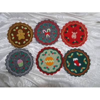 Stickdatei  Untersetzer Deckchen   Weihnachten Set 237 Maschinenstickerei