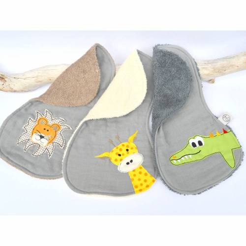 ITH Stickdatei Spucktuch Schulterspucktuch Kuscheltuch Tiere Safarie 18x30cm