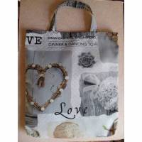 Stofftasche, Einkaufstasche, Shopper, Stoffbeutel, mit Herzmotiven und Love Aufdruck Bild 1