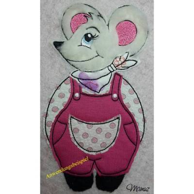 *  Maus mit Latzhose  *  Doodle - Stickdatei,13x18 cm mit Anleitung zur Herstellung einer Doodle Stickdatei