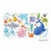 078 Wandtattoo Wasserwelten Kinderzimmer Wal Delfin Fische Hai Sticker Aufkleber *nikima* in 6 vers. Größen Bild 1