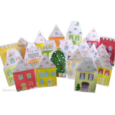 Adventskalender-Tüten Winterdorf – Handgemachter Adventskalender zum Befüllen