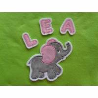 Applikation / Aufnäher süsser Elefant wahlweise mit Buchstaben Bild 2