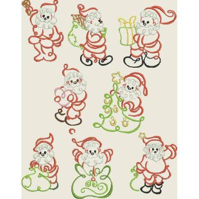 Stickdatei Weihnachten Outline Weihnachtsmann Set 407 13x18