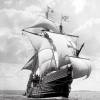 Santa Maria Segelschiff, Kunstdruck gerahmt, Historische Schwarz weiß Fotografie mit Retro Rahmen 51,6 x 54,6 cm, Vintage Style Bild 3