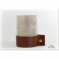 Kerzenhalter, Stumpenkerze mit Ledermanschette in verschiedenen Farben, Kerze minimalistisch, industrial Leder Bild 1