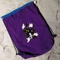 Rucksack Tasche Beutel  lila blau aus Canvas Bild 2