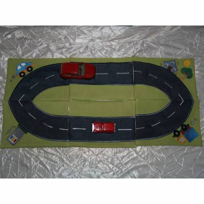 Stickdatei Auto Rennbahn /Spielteppich In the Hoop Set 262  Maschinenstickerei ITH Auto Strasse Weihnachten