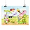 063 Krabbeltiere Zeichnung - Poster Bild für das Kinderzimmer oder Babyzimmer - in 5 Größen - Raupe Marienkäfer Biene Libelle (ohne Rahmen) Bild 2