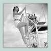 Leinwandbild Pin Up Girl, schwarz weiß, 100 x 100 cm,  Fine Art,  Fotografie,  Modefotografie - Vintage Style,  Kunst -  Druck, Wandbild, Großformat Bild 2