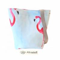 Handarbeitstasche, Projekttasche, Strandtasche mit Flamingos Bild 1