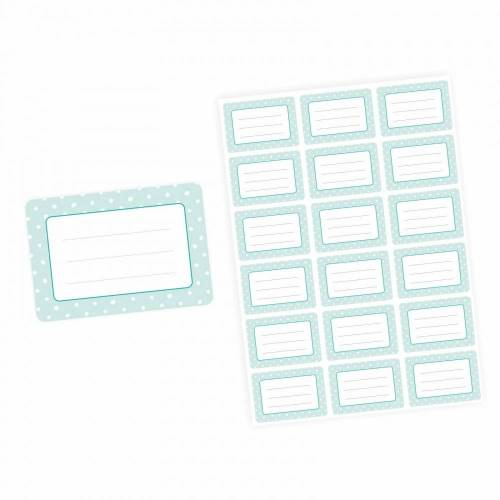 72 Blanko Etiketten mint Punkte Retro - 64 x 45 mm - Universaletiketten Haushaltsetiketten Sticker Aufkleber
