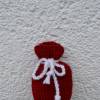 Geschenkverpackung Schmuckgeschenke Geldgeschenke Beutel Säckchen Tasche Täschchen mit Schleife Kordel rot weiß gestrickt handgestrickt Bild 2