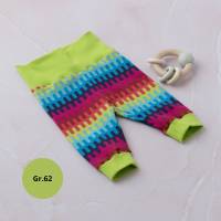 Baby Schlupfhose Regenbogen, Pumphose für Babys, Kinderhose mit Reißverschlussmuster, Babygeschenk Baumwolle, Jersey Pum Bild 1