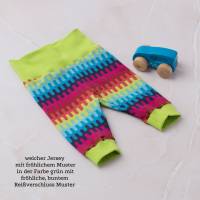 Baby Schlupfhose Regenbogen, Pumphose für Babys, Kinderhose mit Reißverschlussmuster, Babygeschenk Baumwolle, Jersey Pum Bild 4