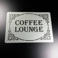 Schablone Coffee Lounge Schriftzug Rahmen - BS35 Bild 1
