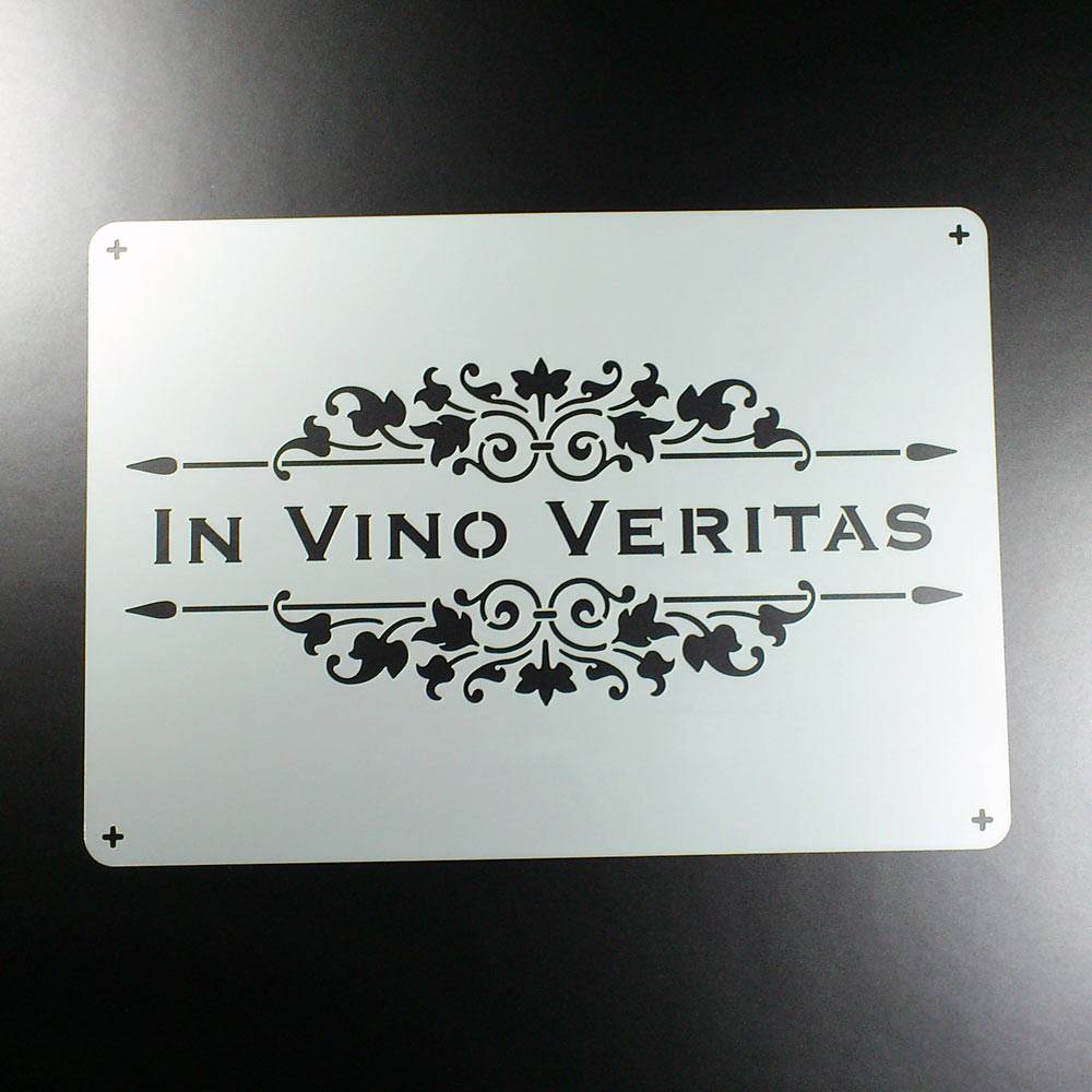 Schablone In Vino Veritas Schriftzug Wein - BO93 Bild 1