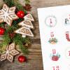 24 Adventskalender Zahlen Aufkleber Aquarell - rund 4 cm Ø - Sticker Weihnachten zum basteln dekorieren DIY Bild 4
