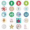 24 Adventskalender Zahlen Aufkleber Aquarell - rund 4 cm Ø - Sticker Weihnachten zum basteln dekorieren DIY Bild 6
