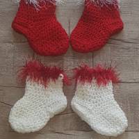 Adventskalender Söckchen * gehäkelt * 24 Socken * rot-weiß-grüne Farbkombinatione * Weihnachtskalender * xmas Bild 2