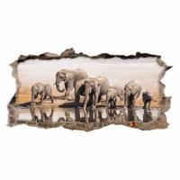 098 Wandtattoo Elefanten Familie- Loch in der Wand Bild 1