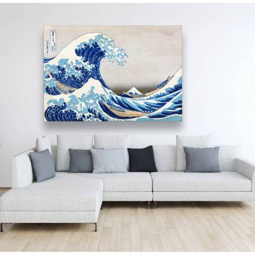 Leinwand Japanische Kunst - The great Wave - gewaltiges Meer - Wandbild -  Bilder für Wohnzimmer Schlafzimmer -  Asien Holzschnitt, abstrakt