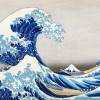 Leinwand Japanische Kunst - The great Wave - gewaltiges Meer - Wandbild -  Bilder für Wohnzimmer Schlafzimmer -  Asien Holzschnitt, abstrakt Bild 2