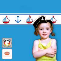 Kinderbordüre: Segelschiff - Anker - optional selbstklebend - 10 cm Höhe Bild 1