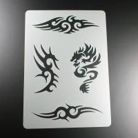 Schablone Dragon Tribal 4 Tattoo Motive - BT08 Bild 1