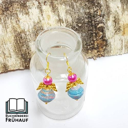 Ohrringe Schutzengel mit handgedrehten Papierperlen