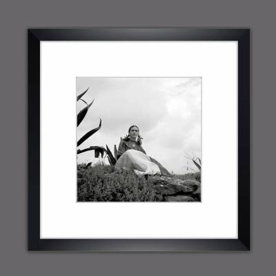 Frida Kahlo II.  Kunstdruck gerahmt 35 x 35 cm schwarz weiß Fotografie - gerahmte Bilder - Vintage Art - Fineart - Fotokunst